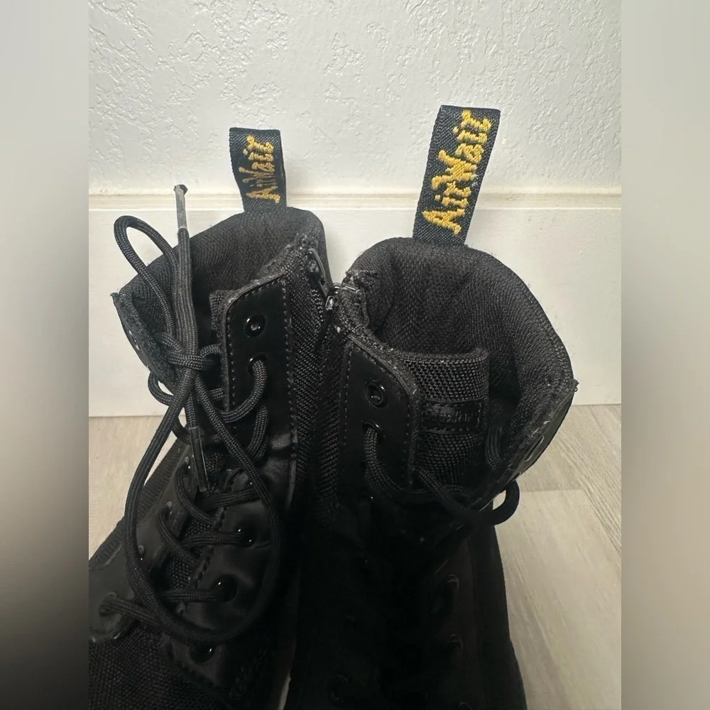 Doc Dr Martens Boots Combs J Combat Lace Up Black Canvas Zip Youth Kids Sz 3